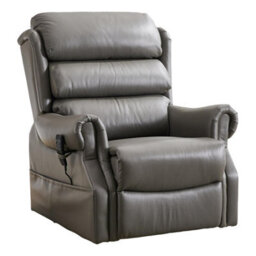 Morris Living The Carlton Genuine Leather Riser Recliner In Grey - Dual Motor Mobility Chair