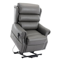 Morris Living The Carlton Genuine Leather Riser Recliner In Grey - Dual Motor Mobility Chair - thumbnail 2