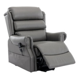 Morris Living The Carlton Genuine Leather Riser Recliner In Grey - Dual Motor Mobility Chair - thumbnail 3