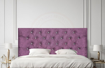 "COOL BED Purple Crushed Velvet 4Ft - Small Double 20"" Chesterfield Headboard" - image 1