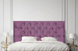 "COOL BED Purple Crushed Velvet 4Ft - Small Double 20"" Chesterfield Headboard" - thumbnail 1