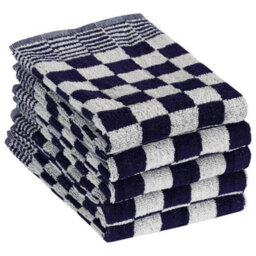 Berkfield 20 Piece Towel Set Blue And White Cotton - thumbnail 4