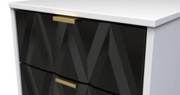 Dallas 2 Drawer Bedside Cabinet In Deep Black & White (Ready Assembled) - thumbnail 4