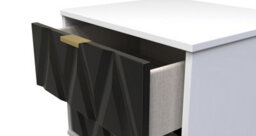 Dallas 2 Drawer Bedside Cabinet In Deep Black & White (Ready Assembled) - thumbnail 5