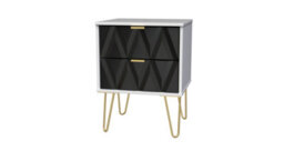 Dallas 2 Drawer Bedside Cabinet In Deep Black & White (Ready Assembled) - thumbnail 3