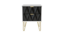 Dallas 2 Drawer Bedside Cabinet In Deep Black & White (Ready Assembled) - thumbnail 1