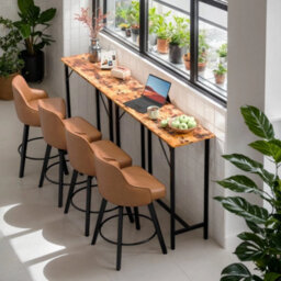 Bar Table Coffee Table With Adjustable Footpads For Breakfast Dining - thumbnail 3
