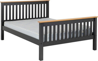 Seconique Monaco 4Ft6 Double Bed High Foot End In Grey And Oak - image 1