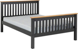 Seconique Monaco 4Ft6 Double Bed High Foot End In Grey And Oak - thumbnail 1