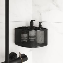 GoodHome Elland Black Steel 1 Compartments Corner Shower Basket (W)18.3Cm - thumbnail 2