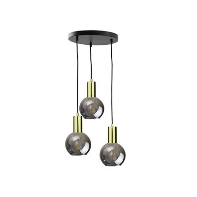 Luminosa Lighting Luminosa Supra Cluster Pendant Ceiling Light Black, Gold, 30Cm, 3X E27