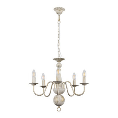 Valuelights Gothica Traditional 5 Way White Flemish Style Ceiling Light Chandelier Fitting - image 1