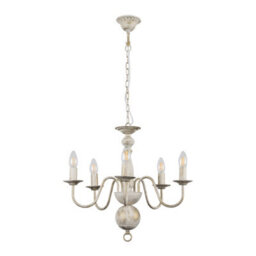 Valuelights Gothica Traditional 5 Way White Flemish Style Ceiling Light Chandelier Fitting