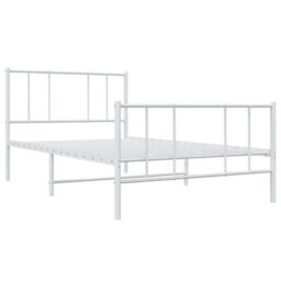 Berkfield Metal Bed Frame With Headboard And Footboard White 100X190 Cm - thumbnail 5