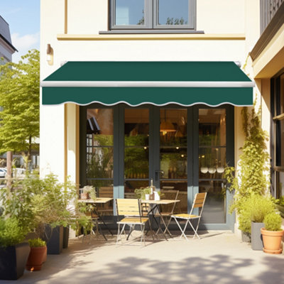 Sundaze Garden Manual Retractable Awning Patio Canopy Sun Shade Shelter Angle Adjustable 4.5X3M Green - image 1