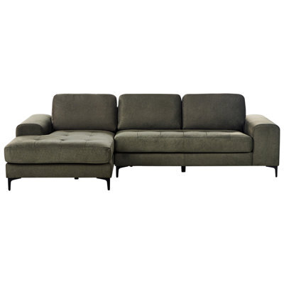 Beliani Corner Sofa 4 Seater Kiruna Velvet Dark Green Right Hand - image 1