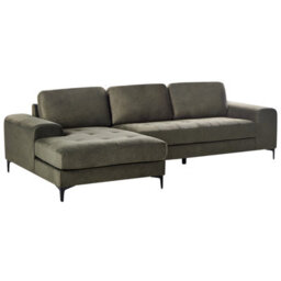 Beliani Corner Sofa 4 Seater Kiruna Velvet Dark Green Right Hand - thumbnail 4