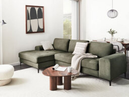 Beliani Corner Sofa 4 Seater Kiruna Velvet Dark Green Right Hand - thumbnail 2