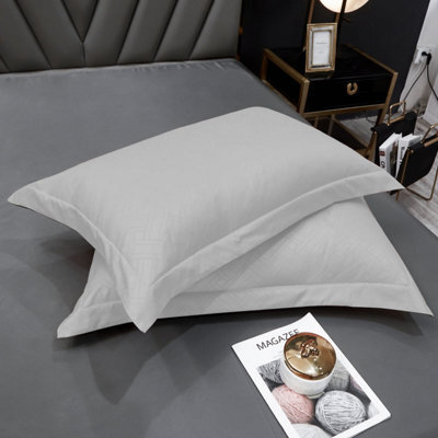 Groundlevel 100% Egyptian Cotton 400 Thread Count White Oxford Pillowcase Set