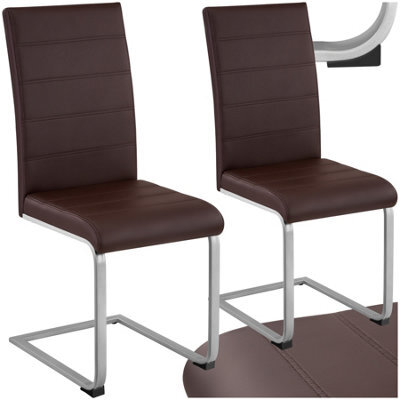 Tectake Set Of 2 Dining Chairs - Cantilevered, High Backrest, Flat Steel Frame  - Brown - image 1