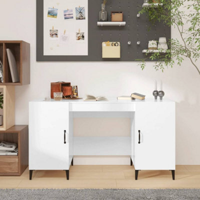 Berkfield Desk High Gloss White 140X50X75 Cm Engineered Wood - image 1