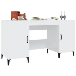 Berkfield Desk High Gloss White 140X50X75 Cm Engineered Wood - thumbnail 4