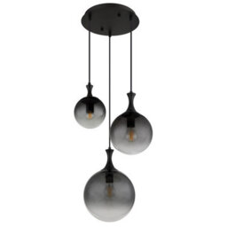 Luminosa Lighting Luminosa Dalton Cluster Pendant Ceiling Light Matt Black Balls Smoke Glass Shade 3X E27 - thumbnail 2