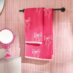 Ohs Bows 100% Premium Cotton Hand Towel Hotel Quality Soft Absorbent - Pink - thumbnail 2