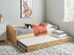 Beliani Trundle Bed Pine Wood Luneray 90 X 200 Cm (Eu Single) Light Brown - thumbnail 2