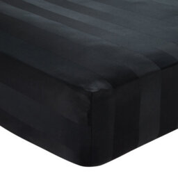 Catherine Lansfield So Soft Satin Stripe Super King Fitted Sheet Black - thumbnail 3