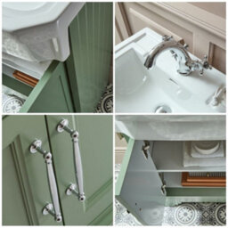 Homestylestore Pastel Green 570mm Bathroom Vanity Unit And Chrome T Bar Handles - thumbnail 2
