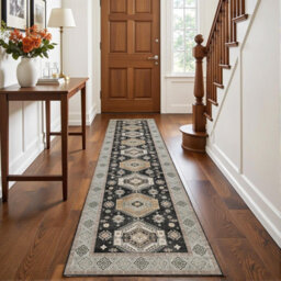 Decoranddecor Hallway Runners, Washable Rugs, Carpet Runner Rug, 60X240Cm, Non-Slip, Pet Friendly, Traditional Rug - Duskra - thumbnail 1