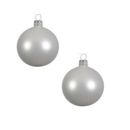 Decoris Pack Of 6 Real Glass Christmas Tree Baubles Decoration 8Cm Winter White