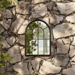 Berkfield Garden Mirror Black 60X45 Cm Iron For Outdoor Use - thumbnail 1