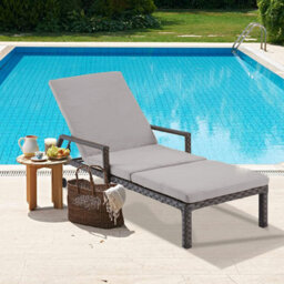 Furniture One Rattan Effect Garden Rattan Furniture Recliner Lounger Sun Reclining Daybed Patio - thumbnail 1