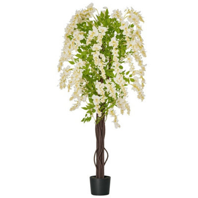 Artificial Plant White Wisteria Tree In Pot Plant For Decor, 160Cm - image 1