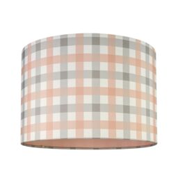 Pink & Grey Checkered Cylinder Lamp Shade (D)30Cm - thumbnail 2