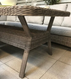 Signature Weave Alexandra Wicker Large Corner Sofa Dining Set & 3 Chairs Grey - thumbnail 2