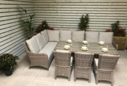 Signature Weave Alexandra Wicker Large Corner Sofa Dining Set & 3 Chairs Grey - thumbnail 6