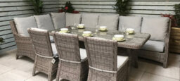 Signature Weave Alexandra Wicker Large Corner Sofa Dining Set & 3 Chairs Grey - thumbnail 7