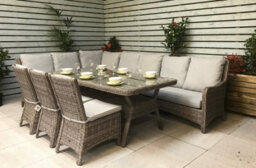 Signature Weave Alexandra Wicker Large Corner Sofa Dining Set & 3 Chairs Grey - thumbnail 4