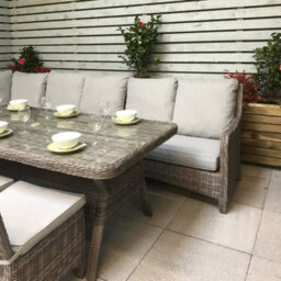 Signature Weave Alexandra Wicker Large Corner Sofa Dining Set & 3 Chairs Grey - thumbnail 5