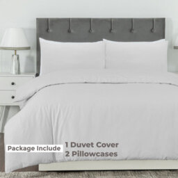 MHG Living Stripe Duvet Cover Set - Hotel Quality Soft Polycotton Blend With Button Fastening - (Double, Silver) - thumbnail 3