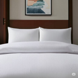 MHG Living Stripe Duvet Cover Set - Hotel Quality Soft Polycotton Blend With Button Fastening - (Double, Silver) - thumbnail 7