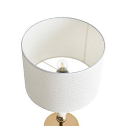 Beliani Aurora Lighting Brass-Plated Iron Table Lamp With Light-Beige Fabric Drum Shade, Mid-Century Style, 58Cm H - thumbnail 6