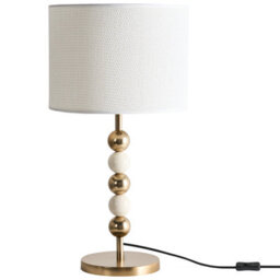 Beliani Aurora Lighting Brass-Plated Iron Table Lamp With Light-Beige Fabric Drum Shade, Mid-Century Style, 58Cm H - thumbnail 3