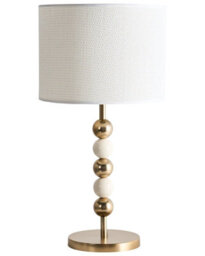 Beliani Aurora Lighting Brass-Plated Iron Table Lamp With Light-Beige Fabric Drum Shade, Mid-Century Style, 58Cm H - thumbnail 2