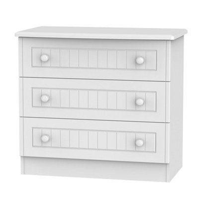 Vittoria Ready Assembled Matt White No Effect 3 Drawer Chest (H)695mm (W)765mm (D)415mm - image 1