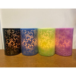 Flower Design Real Wax Led Candle - Battery Powered Handcrafted Faux Flameless Floral Pillar Candlelight - H15 X 10Cm, Green - thumbnail 4