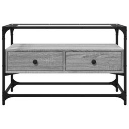 Berkfield Industrial Tv Cabinet With Glass Top Grey Sonoma 80X35X51 Cm Engineered Wood - thumbnail 4